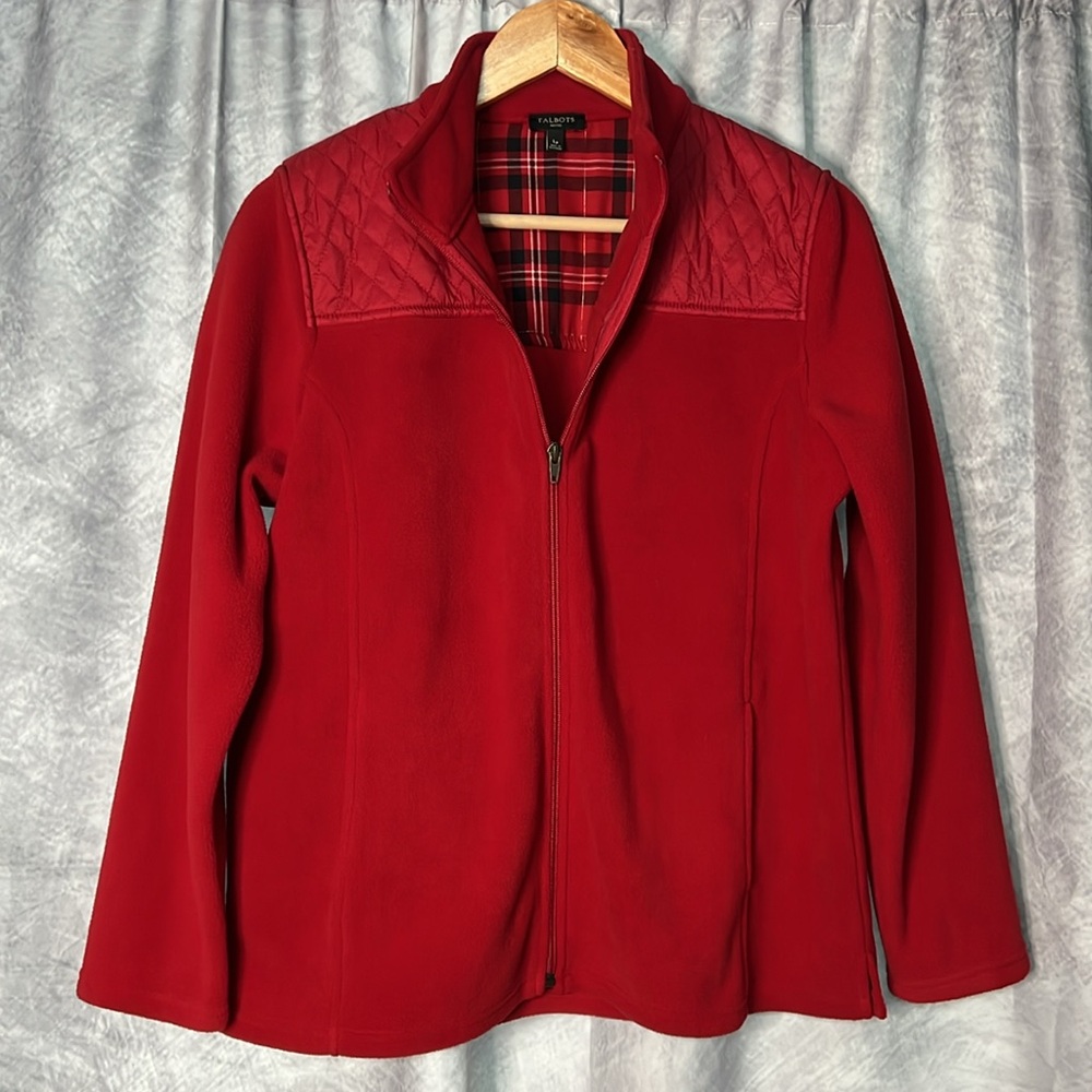 Talbots Red Zip Front Fleece Jacket - LP - Picture 7 of 11